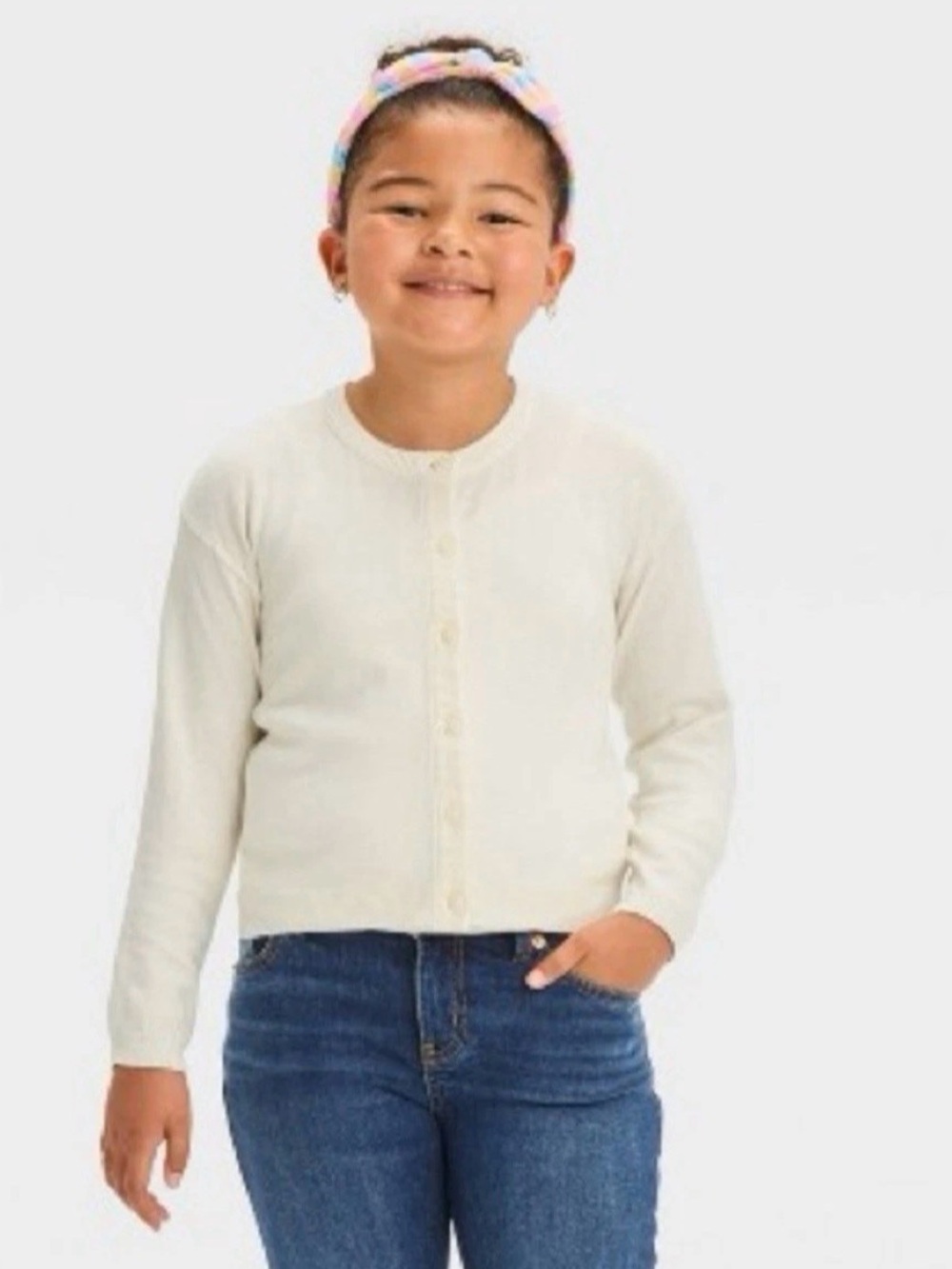 Cat & Jack Cream Button-Up Cardigan